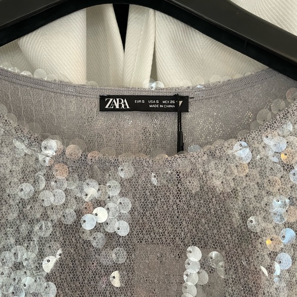 Zara Sequined T-shirt Small - NWT - Picture 7 of 11